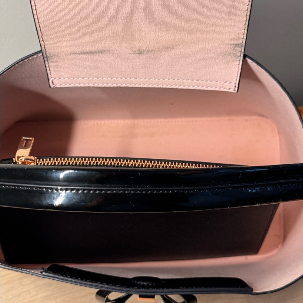 Ted Baker Black Satchel with Patent Bow Accent Bag - Picture 8 of 10